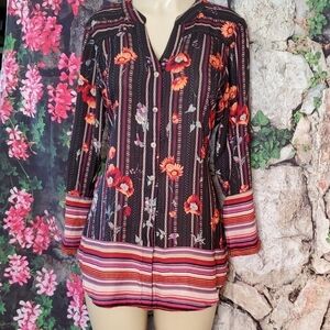 Figuerca & Flower Floral long sleeve Blouse Sz S